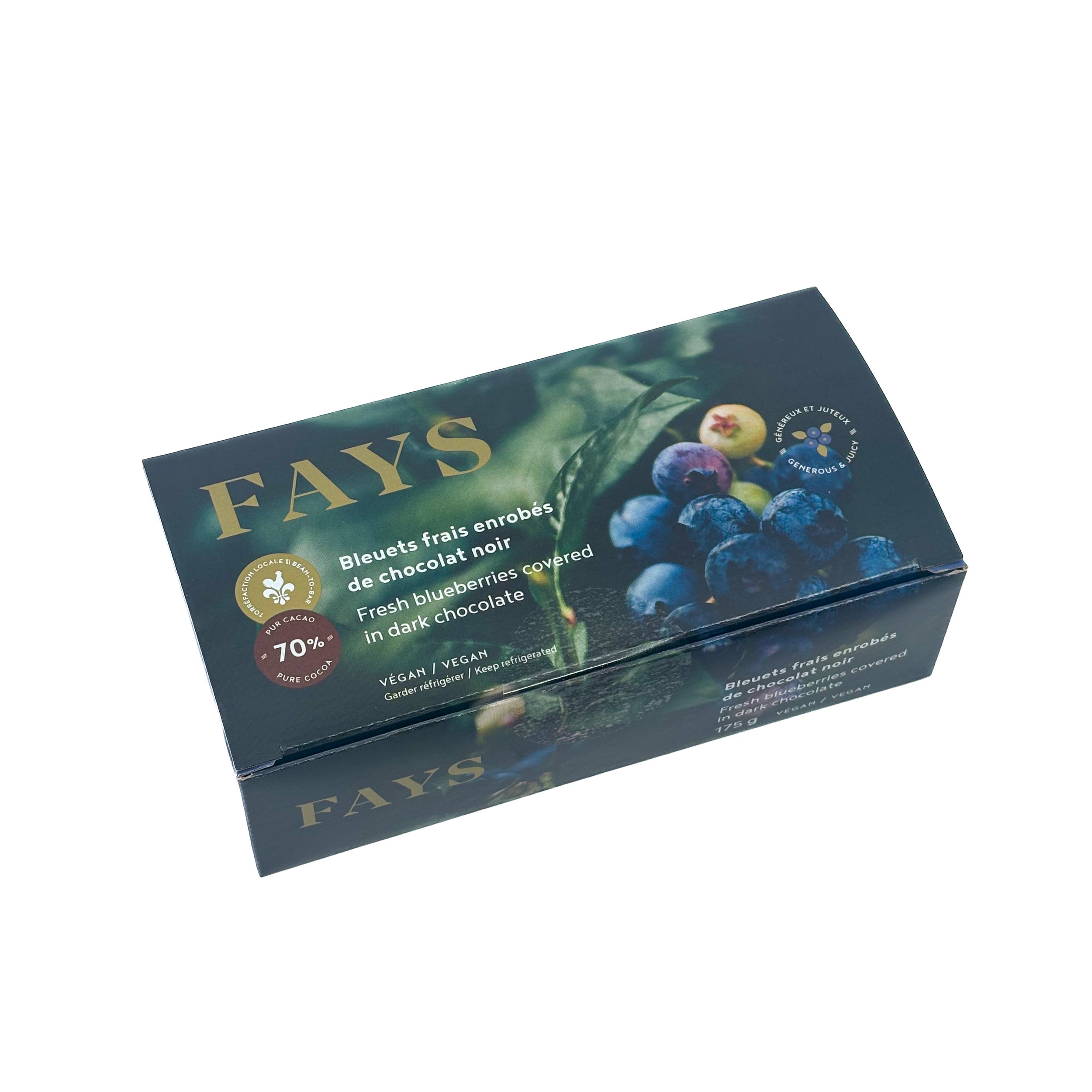Bleuets frais enrobés de chocolat