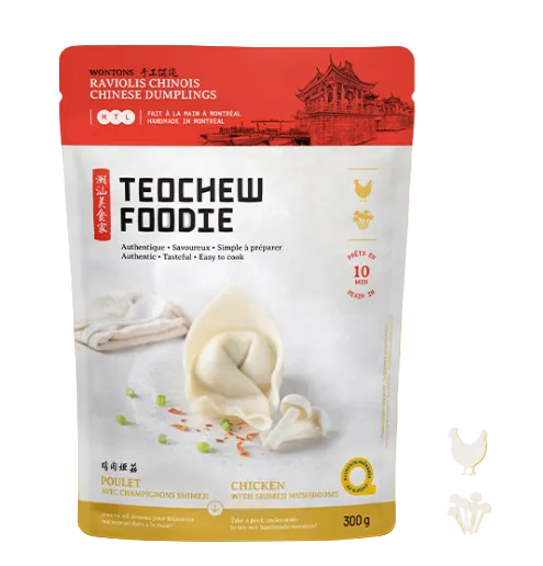 Wontons poulet et champignons shimeji