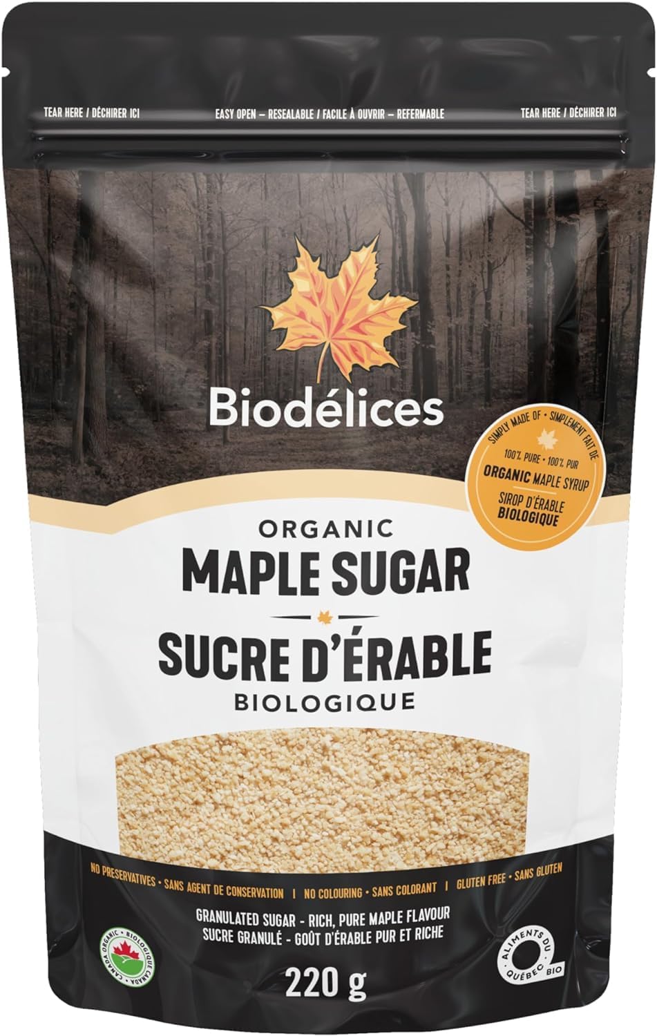 Sucre d'érable biologique