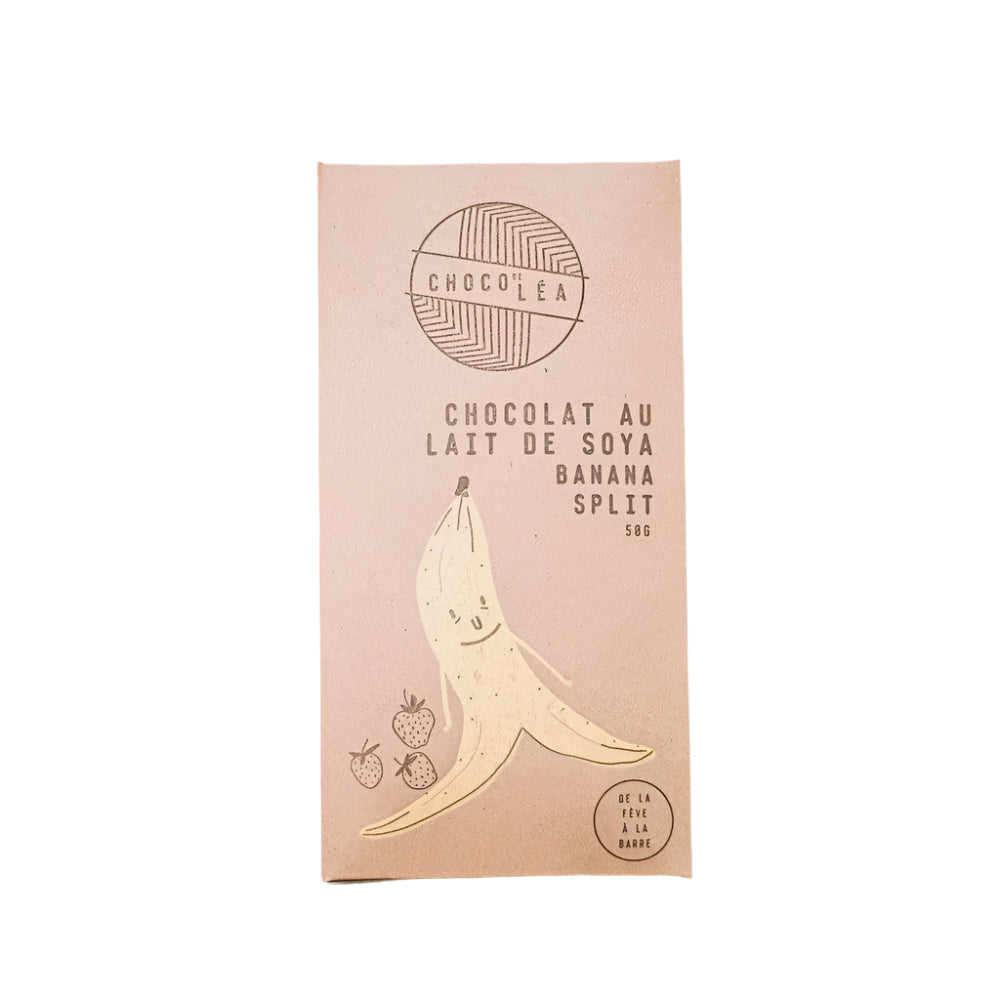 Barre de chocolat au lait de soya à la banana split