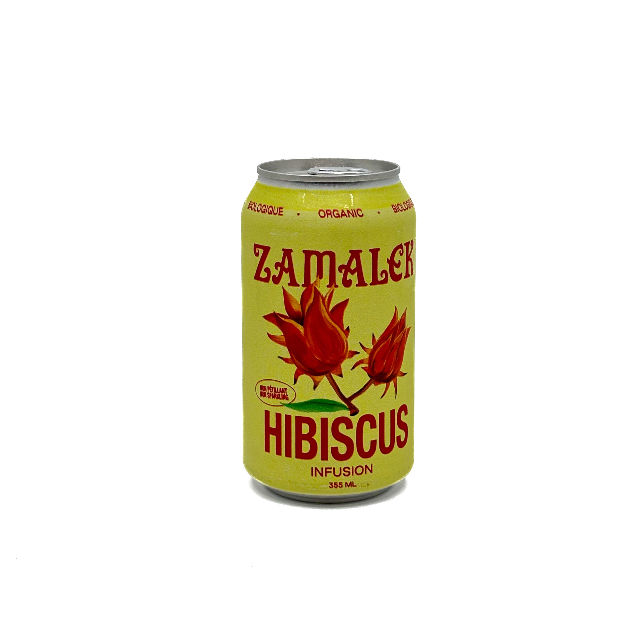 Canette de jus d'hibiscus non pétillant de Zamalek sur fond blanc
