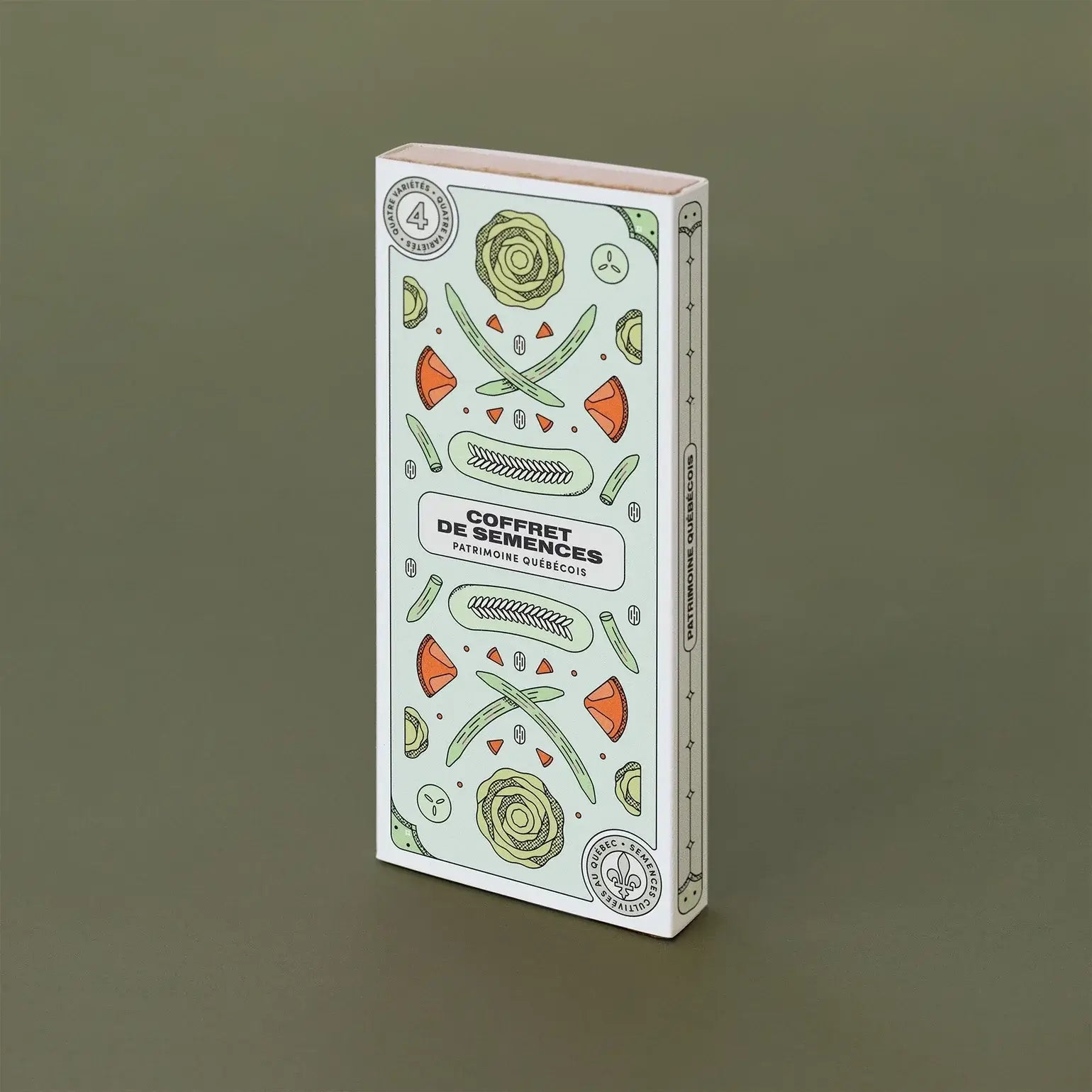 Coffret de semences avec motifs de légumes, idéal pour cultiver sur un balcon en milieu urbain.