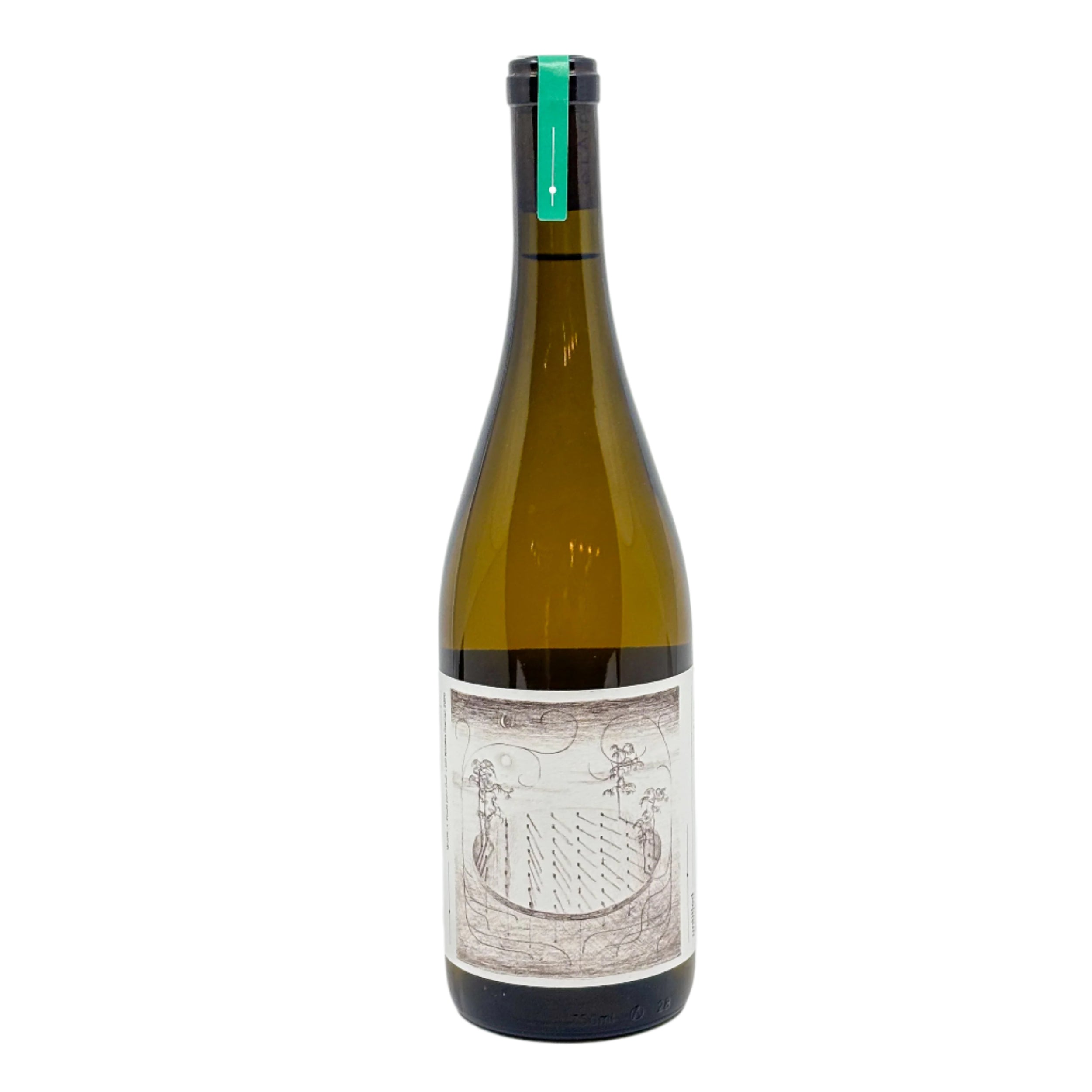 Bouteille de vin blanc Untitled du Vignoble L'Arpège sur fond blanc