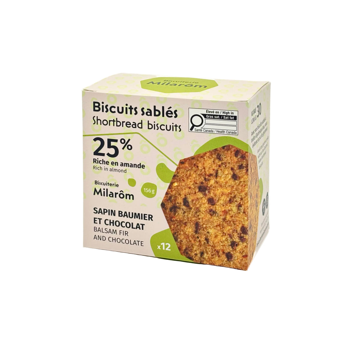Biscuits sablés amande, sapin baumier et chocolat