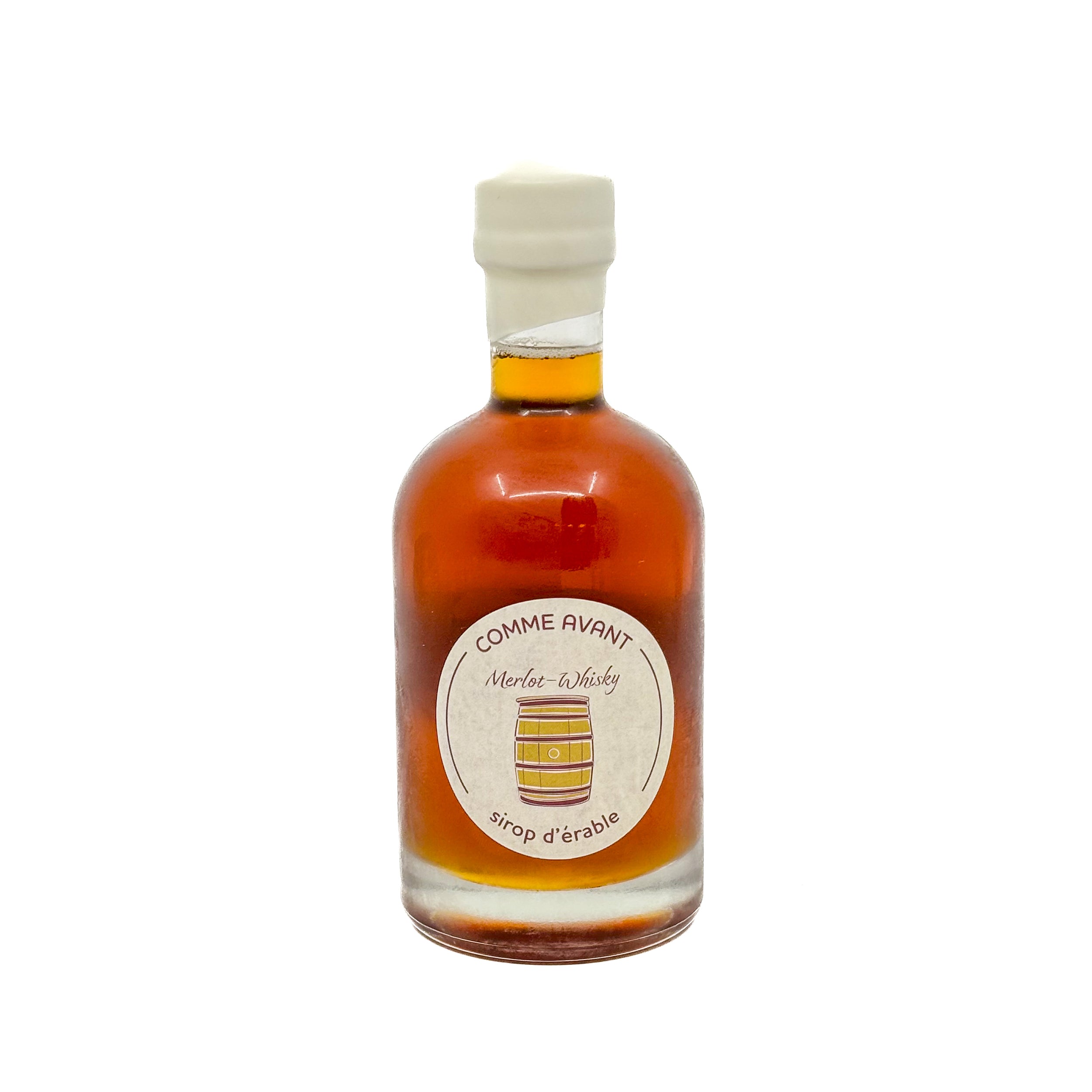 Sirop d'érable élevé en barriques de merlot et whisky