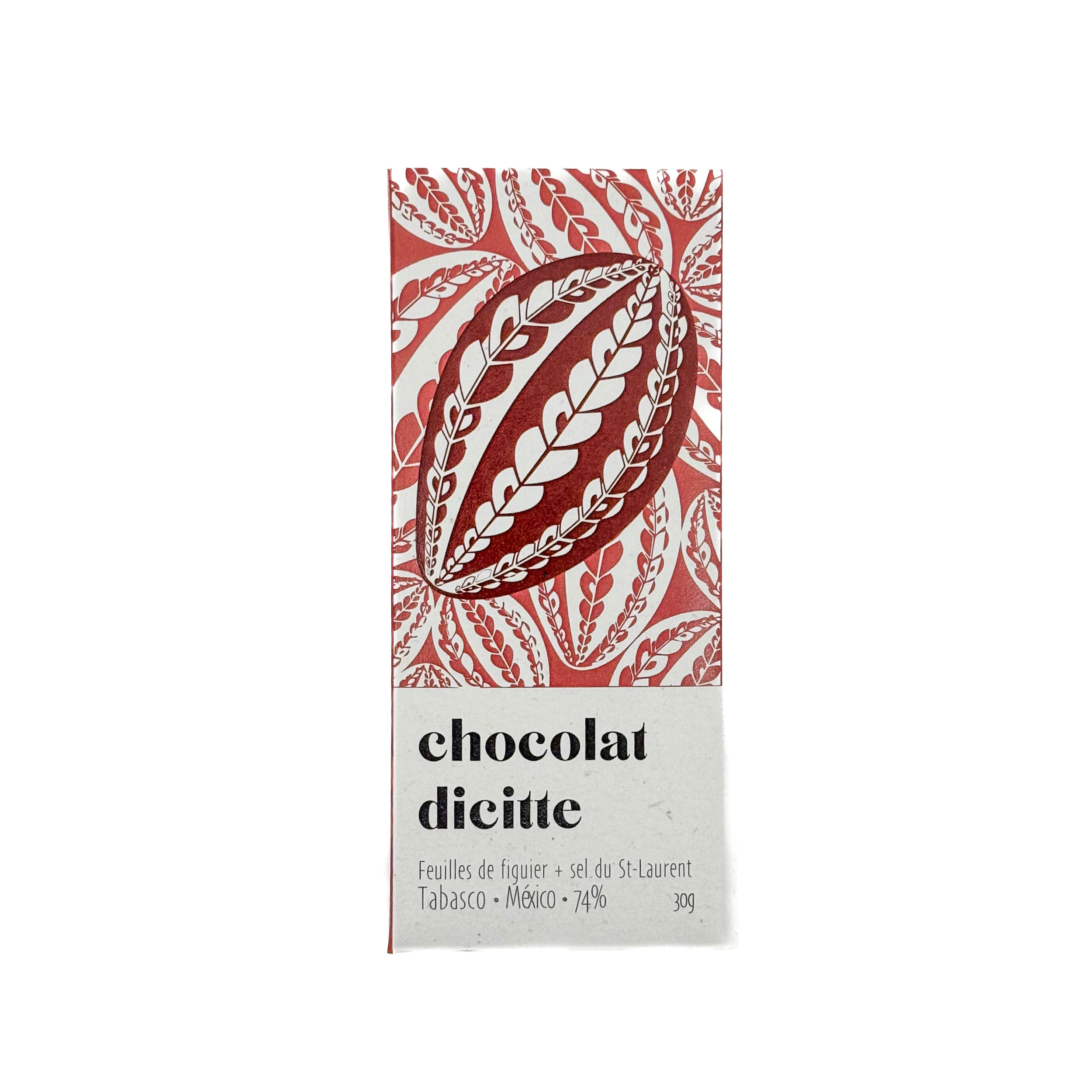 Chocolat noir 74% aux feuilles de figuier et sel Saint-Laurent