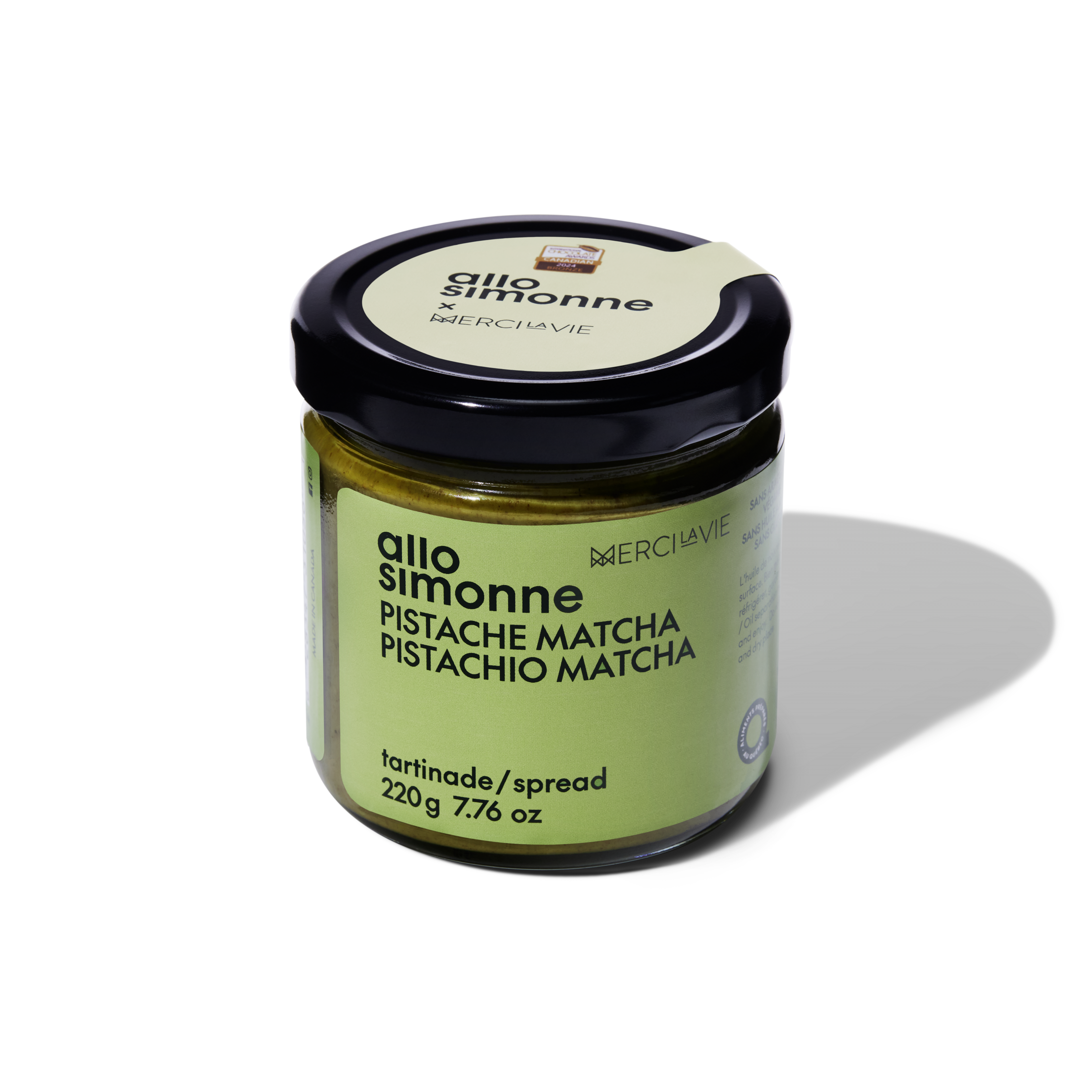 Pot de tartinade pistache matcha de Allo simonne sur fond blanc