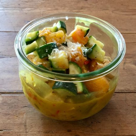 Tofu sauté, sauce coco-cari avec riz madras et légumes (incl. consigne 3,50$)