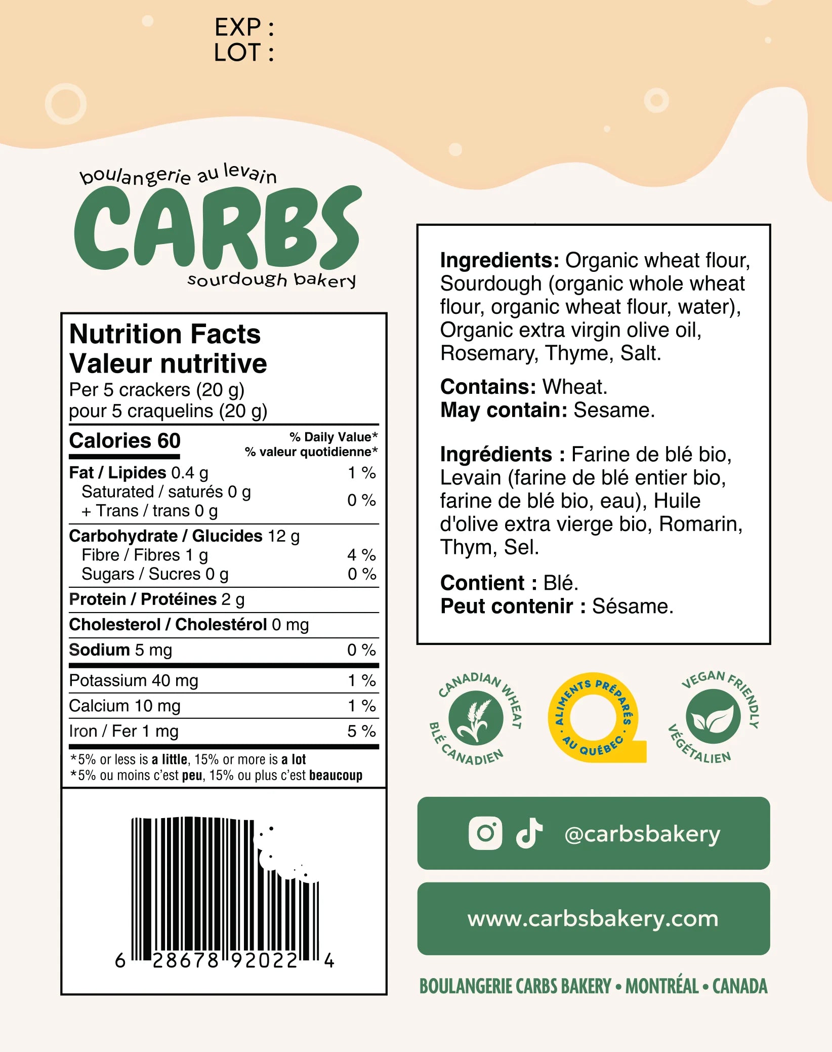 Craquelins au levain - romarin et thym