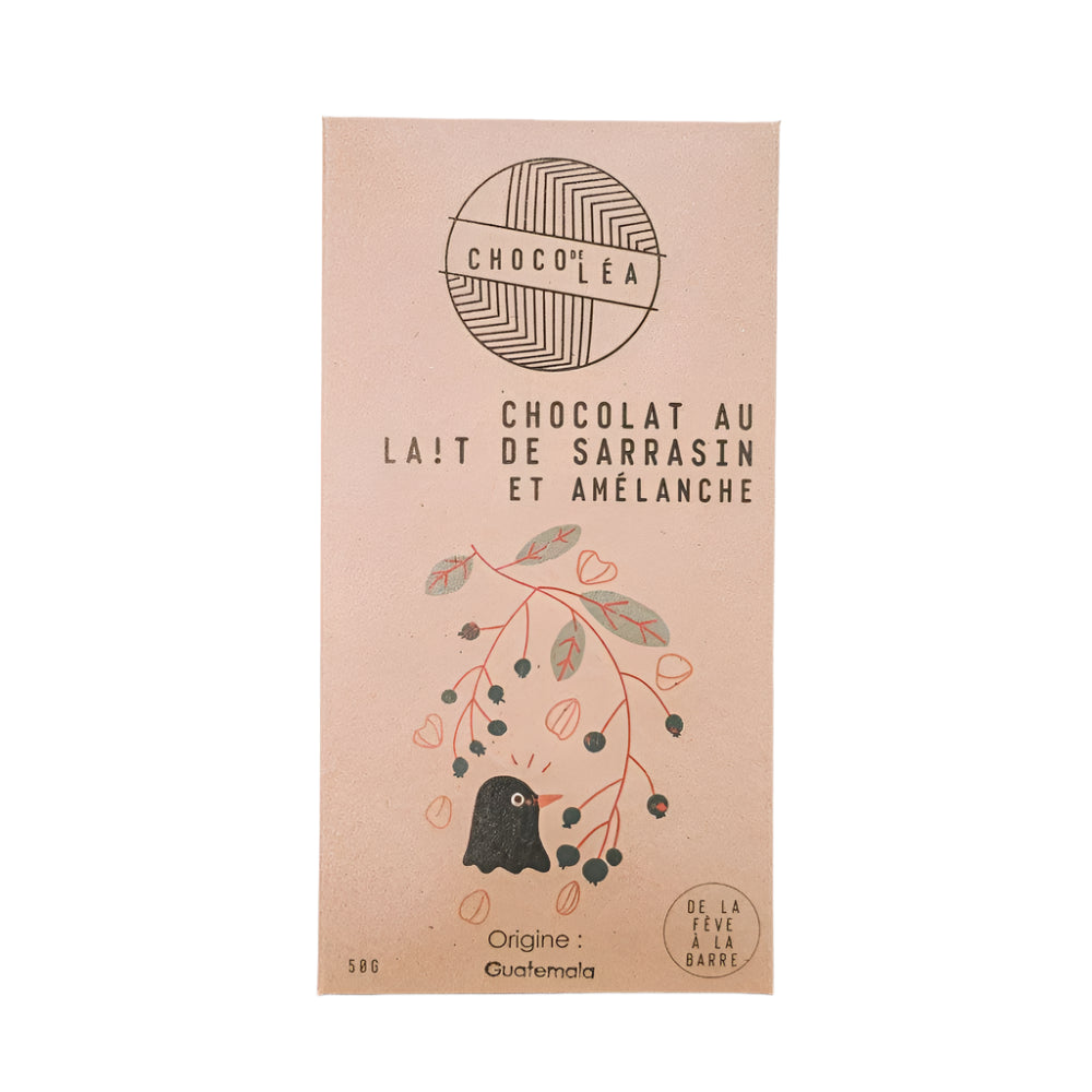 Barre de chocolat au lait de sarrasin et amélanche