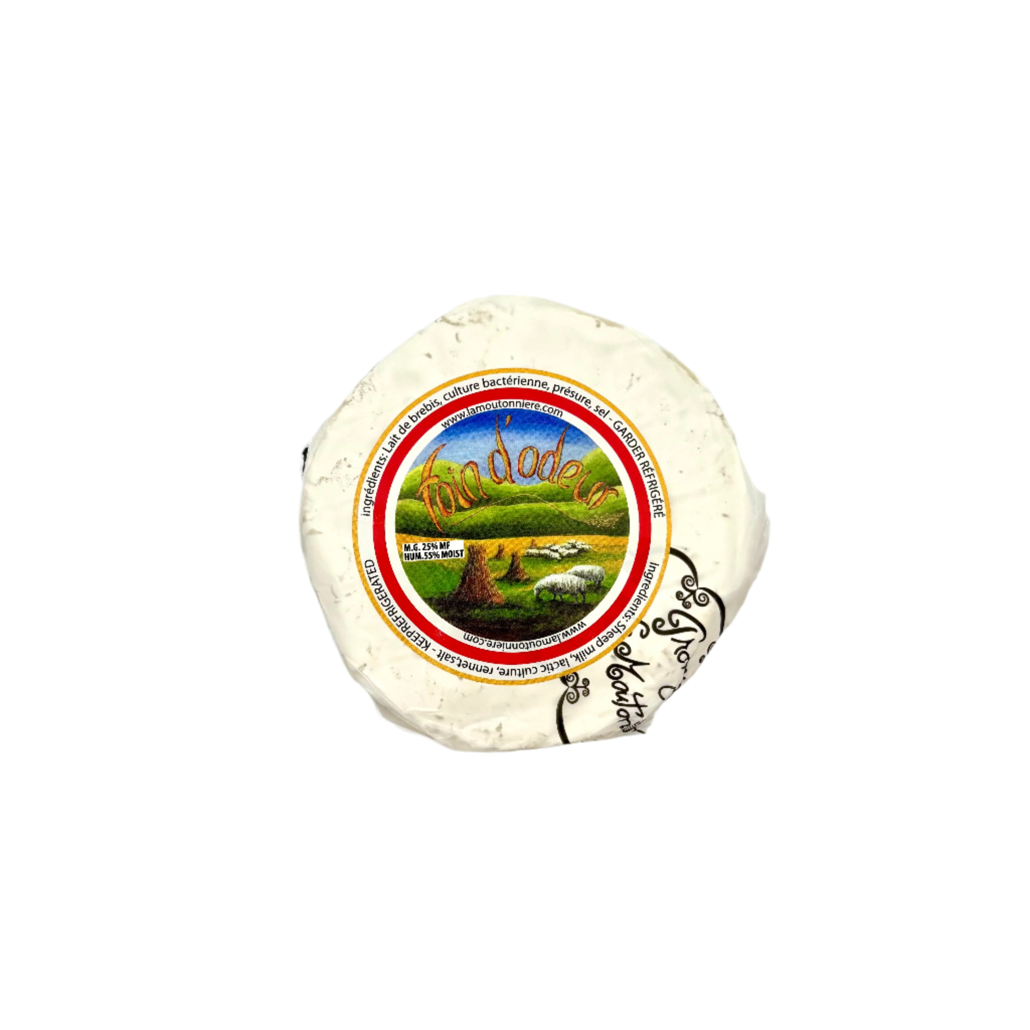 Fromage le Foin d'odeur de la fromagerie La moutonnière sur fond blanc