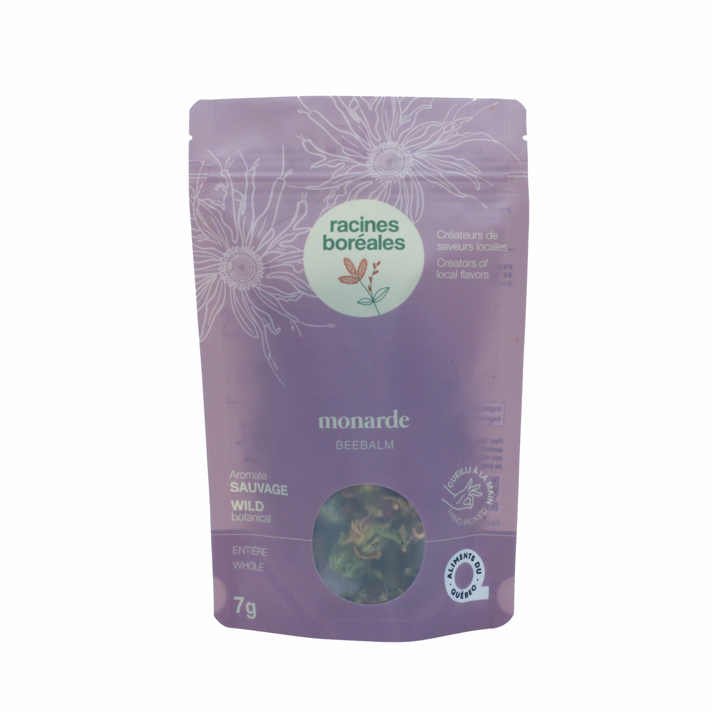 Sachet de monarde entière Racines boréales, 7 g, aromate sauvage cueilli à la main du Québec