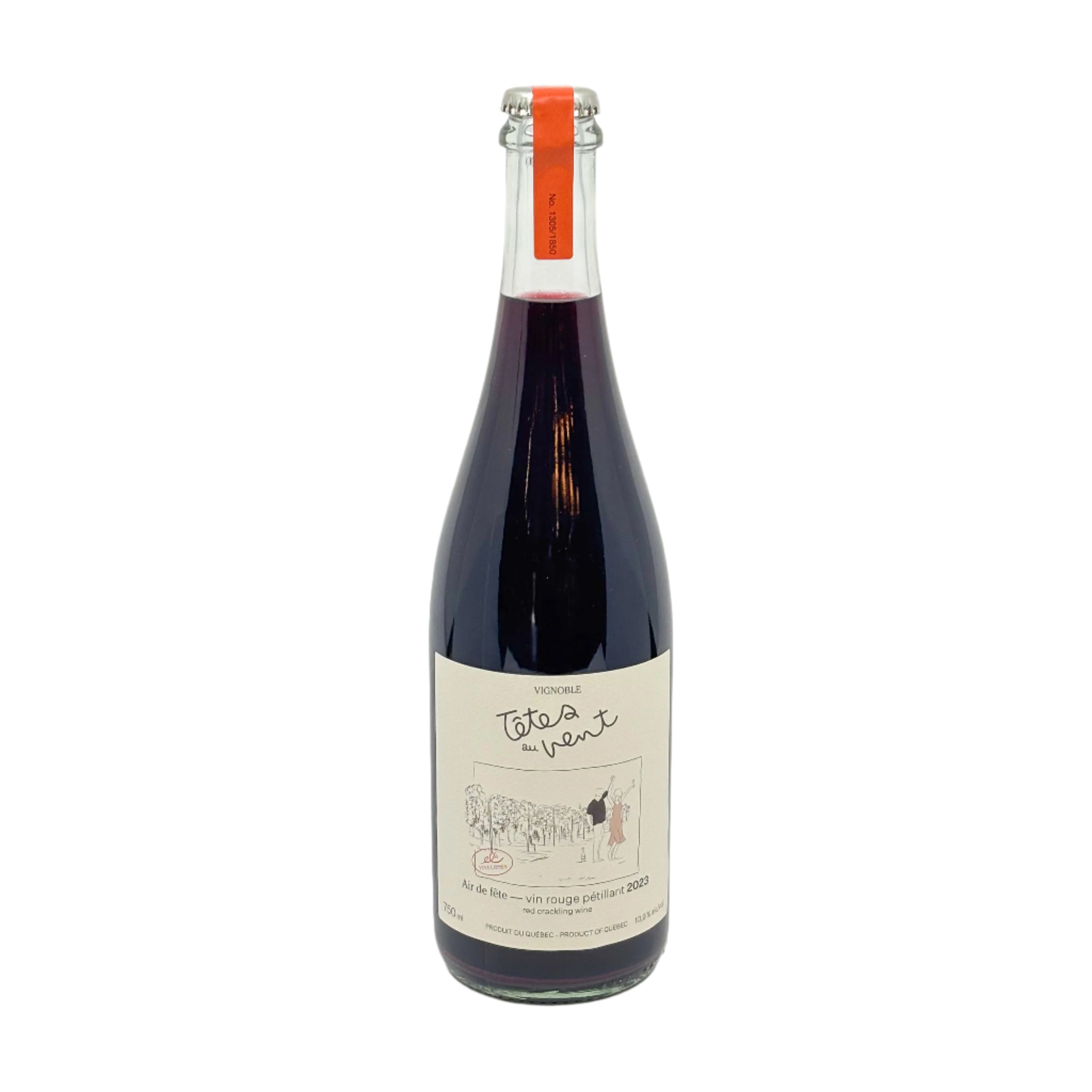 Bouteille de vin rouge pétillant Air de fête du vignoble Têtes au vent