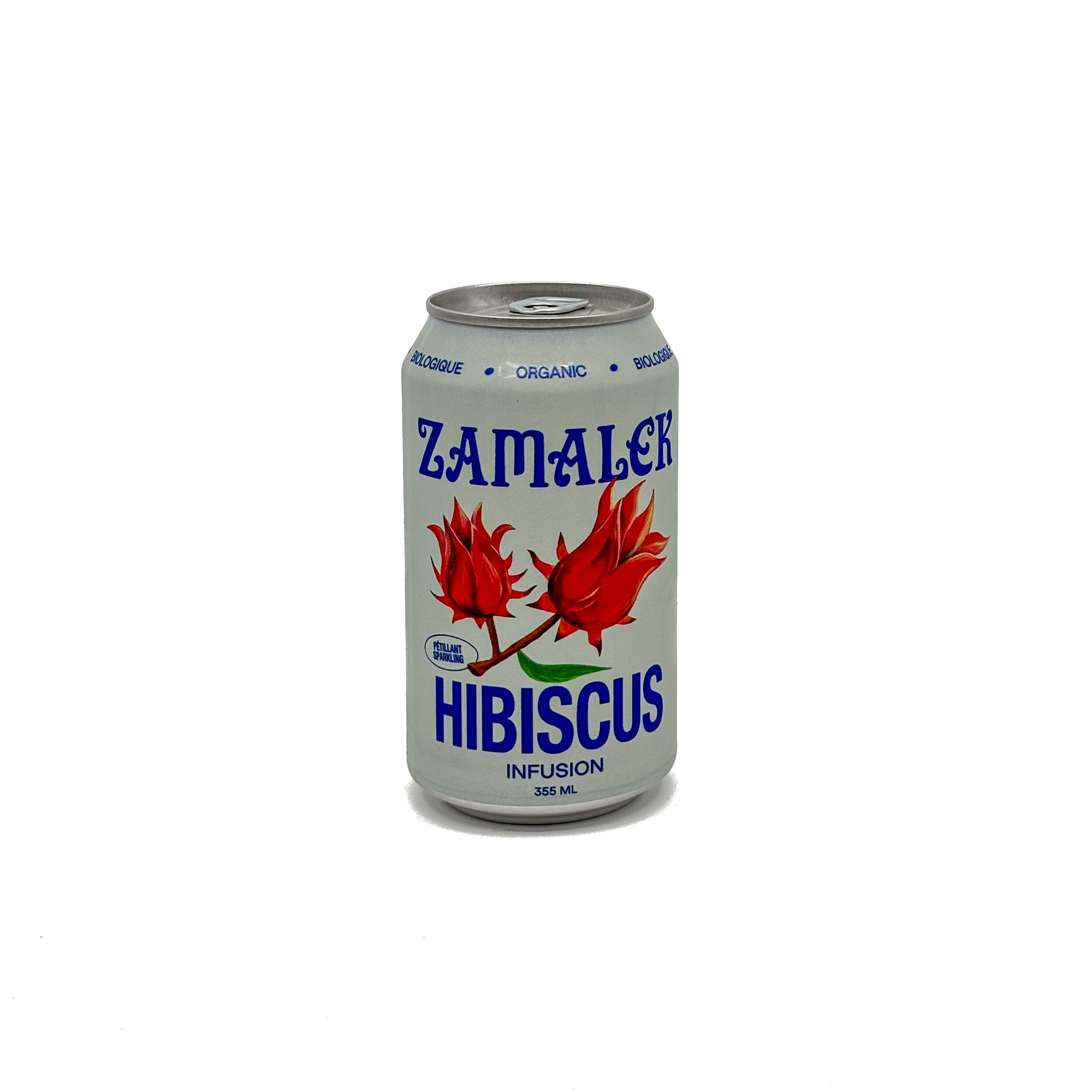 Canette de jus d'hibiscus pétillant de Zamalek sur fond blanc